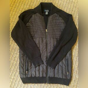 🔘Black Quilted & Cotton Full Frontal Zip Jacket